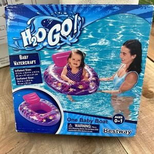 NEW H2OGO! Baby Watercraft Inflatable Pool Float Baby Boat Pink Sun Protection
